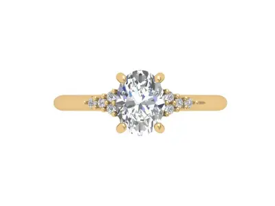 Oval Solitaire Ring 3D print model 16