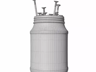 Metal Nails And Jar 3D model