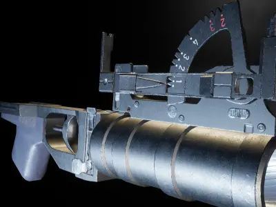AAA GP-34 Under barrel Grenade Launcher Game Ready PBR Low-poly 3D model