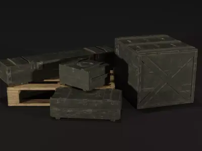 Military Boxes Low-poly 3D model purchase