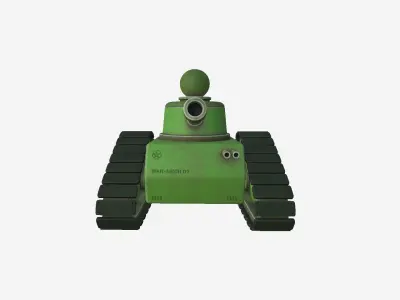 War Tank Cartoon A11 Green Dirt - Military Vehicle Low-poly 3D model