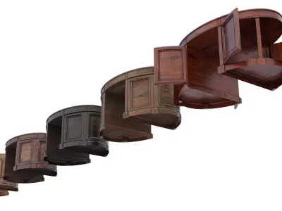 Ornate Wooden Office Desk Low-poly 3D model