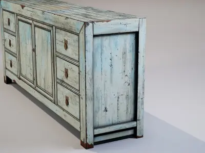 Cupboard chinese chest of drawers Low-poly 3D model