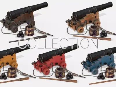 Old Naval Cannons Collection 3D Model Pack
