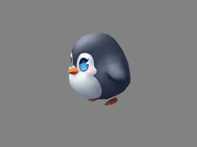 Cartoon baby penguin - male - lovely Low-poly 3D model