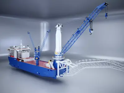 Pipelayer Crane Ship 3D model