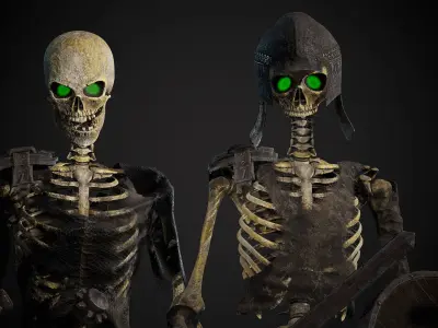 Skeleton Warrior Low-poly 3D model