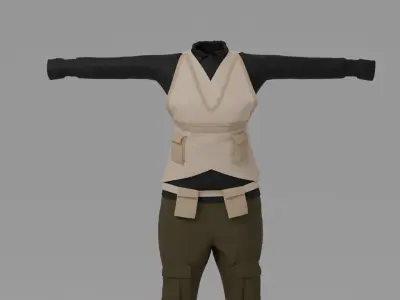 WW1 Fighter Pilot Woman Uniform Low-poly 3D model