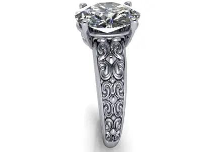 Vintage 2 carat diamond ring hand crafted style design  3D print model