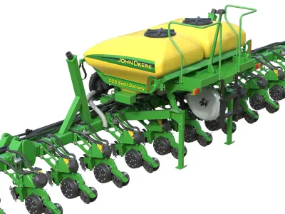 John Deere DR18 Drawn Mounted Farm Planters Low-poly 3D model