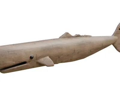 Oak Wood Whale Wall Accent Low-poly 3D model