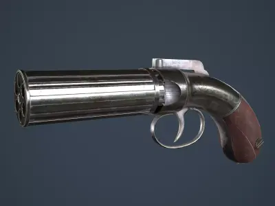 Allens and Turber Pepperbox Revolver Low-poly 3D model purchase