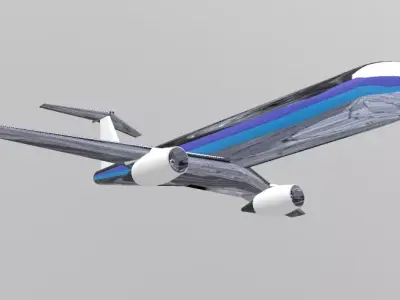 Fictional Twin Engine T-Tail Jetliner 7N7-200 Inspired 3D model