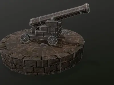 Cannon Low-poly 3D model 14
