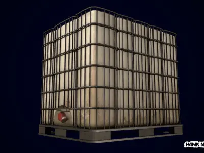 Liquid tank container Water Box Low-poly 3D model