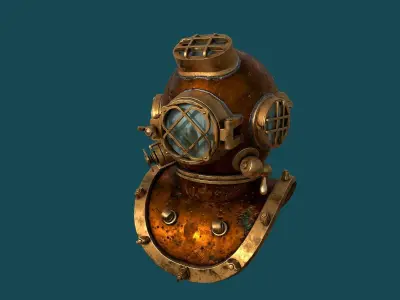 PBR Diving Helmet Low-poly 3D model