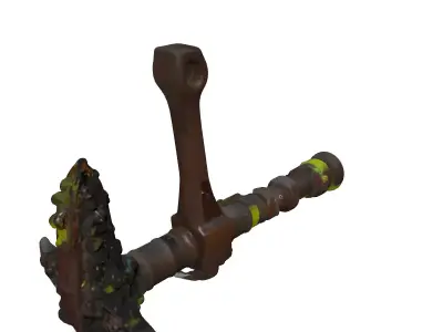 Weathered Rusty Ship Anchor with Chain Low-poly 3D model