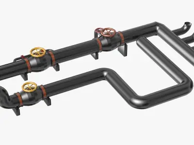 Black Industrial Pipes Model 3D model purchase