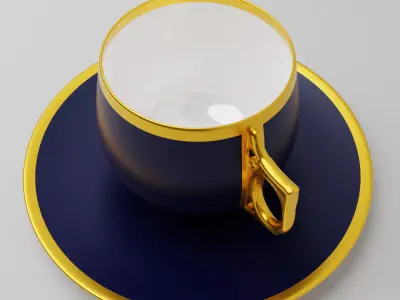 Antique blue and golden cup Free low-poly 3D model