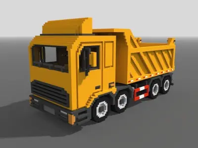 Voxel Tipper Truck Low-poly 3D model