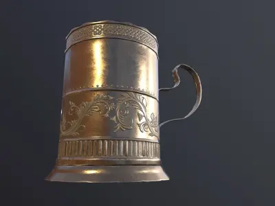 Mug Game Ready silver beer Low-poly 3D model
