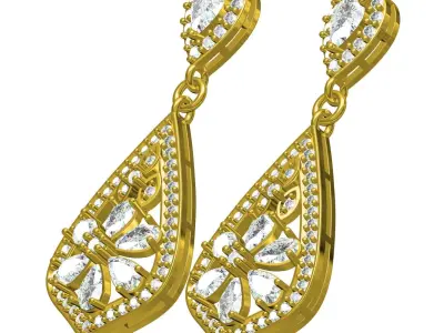 Antique Art Deco Diamond Stud Earring 2 3D print model