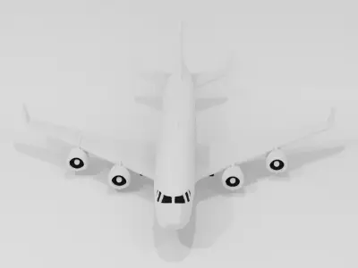 Commercial Airplane 3D Model Low Poly Aircraft Free low-poly 3D model