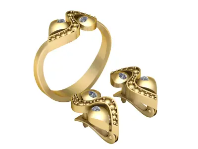 Diamond Accented Ring and Clip 3D print model