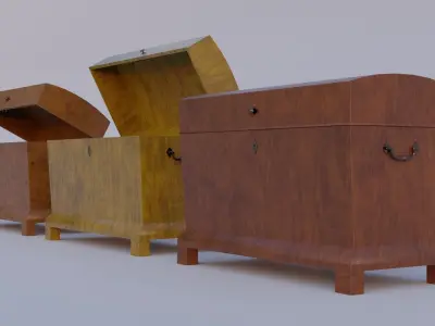 19th Century Chest Biedermeier Style for Blender Low-poly 3D model