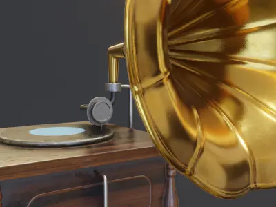 Vintage Gramaphone PBR Low Poly 3D Model Low-poly 3D model