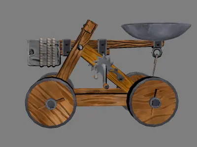 Old catapult Low-poly 3D model