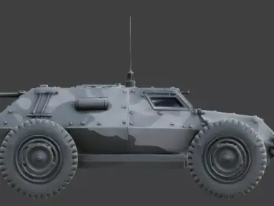WWII Armored Recon Vehicle 3D Model Low-poly 3D model