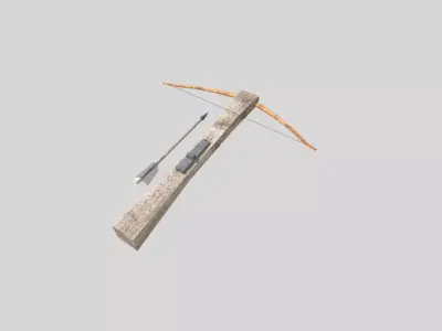 low poly medieval crossbow Low-poly 3D model