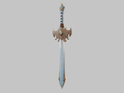 Detailed 3D model of a modern sword Low-poly 3D model
