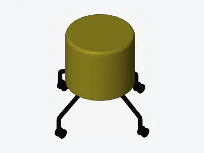 Furniture - Footstool - Contemporary - Casters Low-poly 3D model