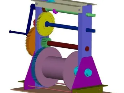 Hand winch 3D model