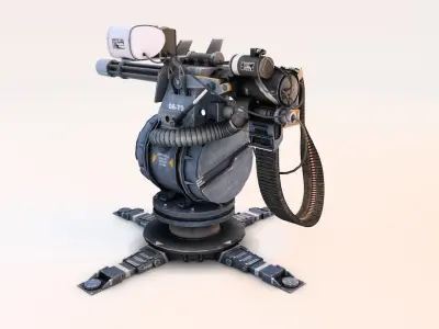 Turret Gun Optimized Low-poly 3D model