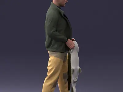 000203 Fisherman Holding Big Fish 1102 3D model