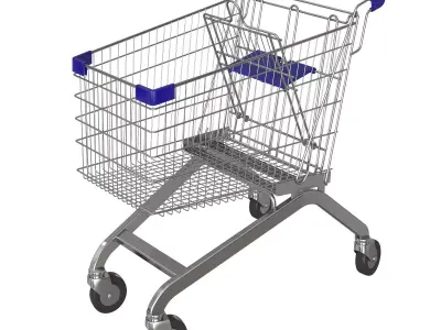 Blue shopping cart 3D model
