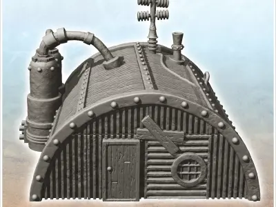 Storage hut with product tanks and magnetic antennas -2- 3D print model