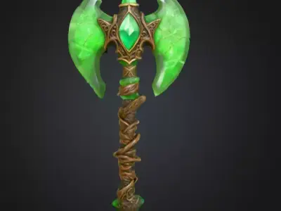 Emerald Battleaxe Low-poly 3D model