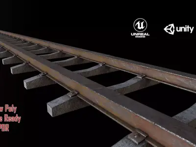 Old Railway Track Low-poly 3D model