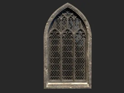 Gothic window Low-poly 3D model