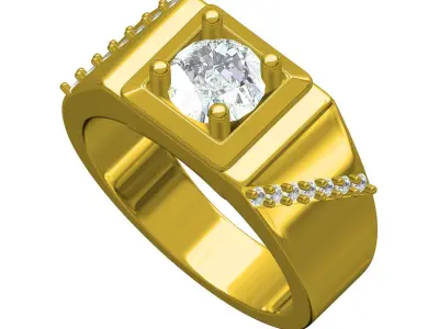 Antique Solitaire Ring for Men 3D print model