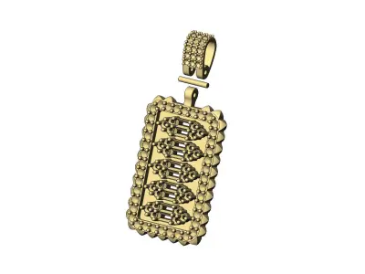 Vintag diamond and baguettes clusters pendant with bail 3D print model