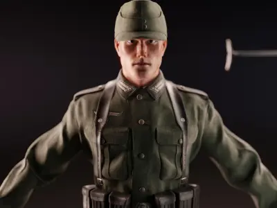 WW2 GERMAN SOLDIER RIGGED-ANIMATED Low-poly 3D model