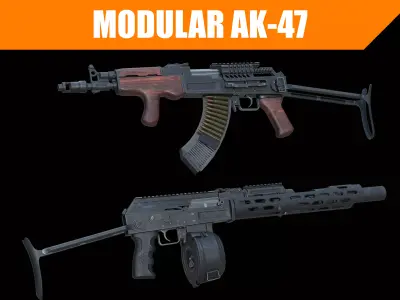 Modular AK-47 Low-poly 3D model