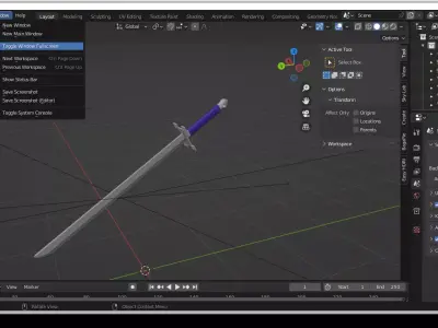 Estilised katana Low-poly 3D model