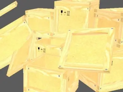 Set of wooden boxes Low-poly 3D model