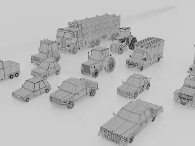 Low poly Vehicles Collection 3D model